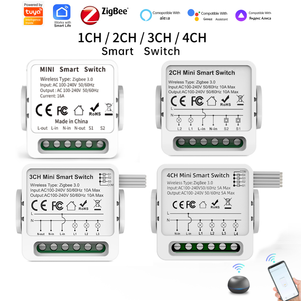 Smart Home Voice Assistant - Tuya Zigbee 3.0 Smart Switch 1/2/3/4-Way