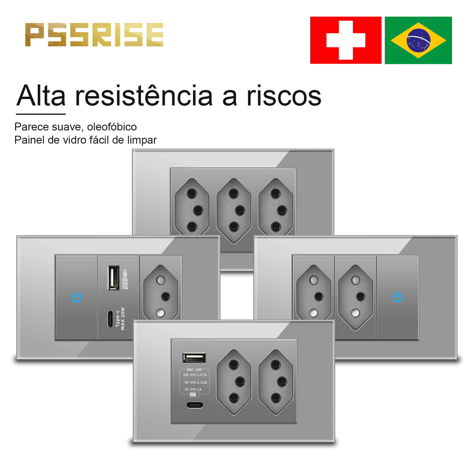 PSSRISE Grey Glass Full-paddle - đánh giá và giá Tuya Wifi Socket