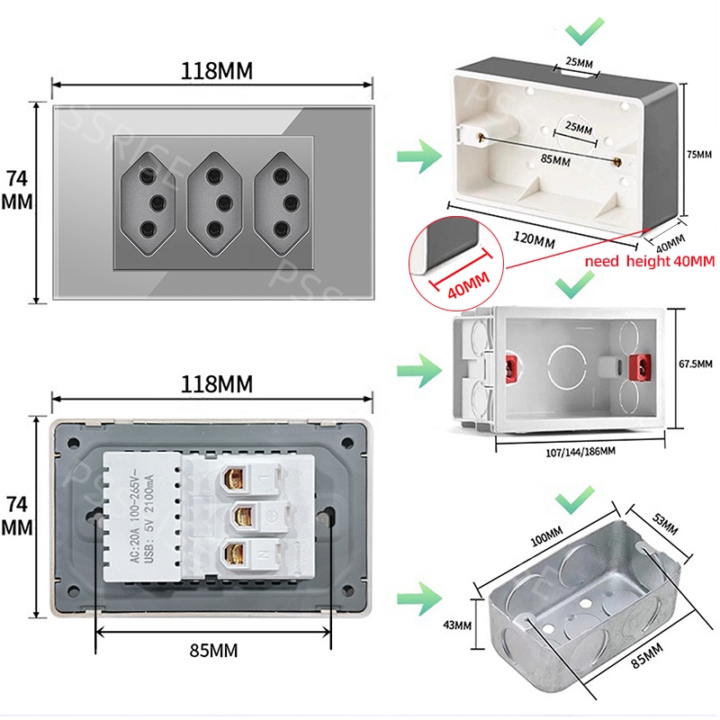 PSSRISE Grey Glass Full-paddle - đánh giá và giá Tuya Wifi Socket