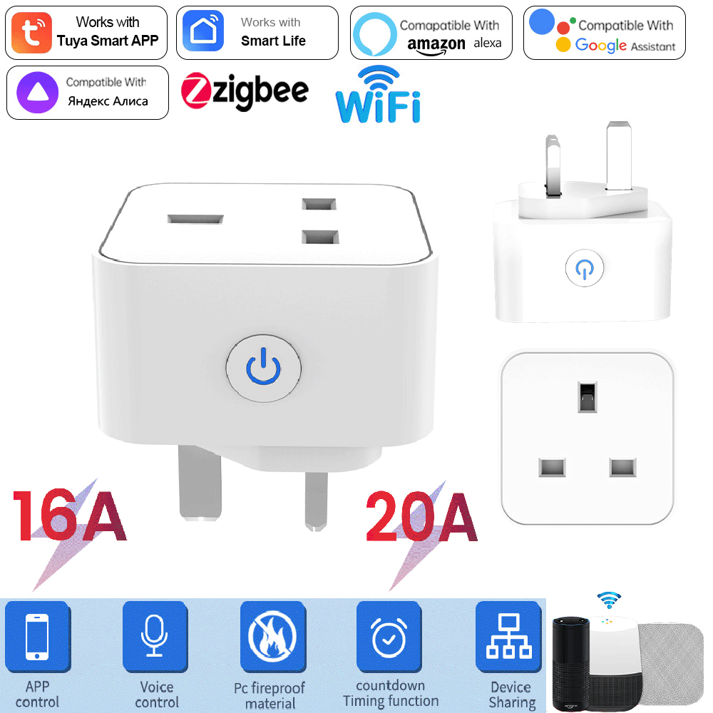 Tuya Smart Socket 16A/20A WiFi - đánh giá và giá Smart Home Voice Assistant