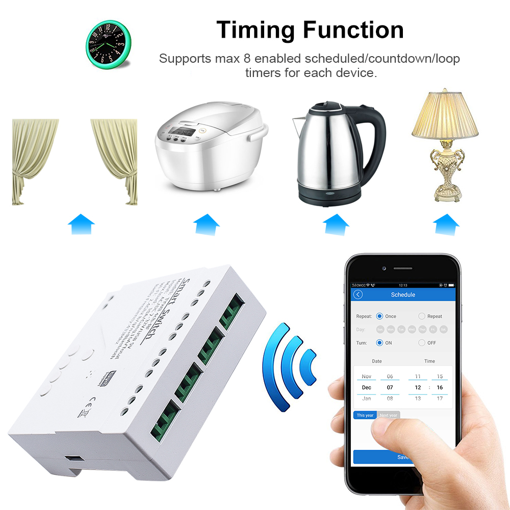 Wifi Smart Light Switch 4CH Md - đánh giá và giá Tuya Wifi Socket