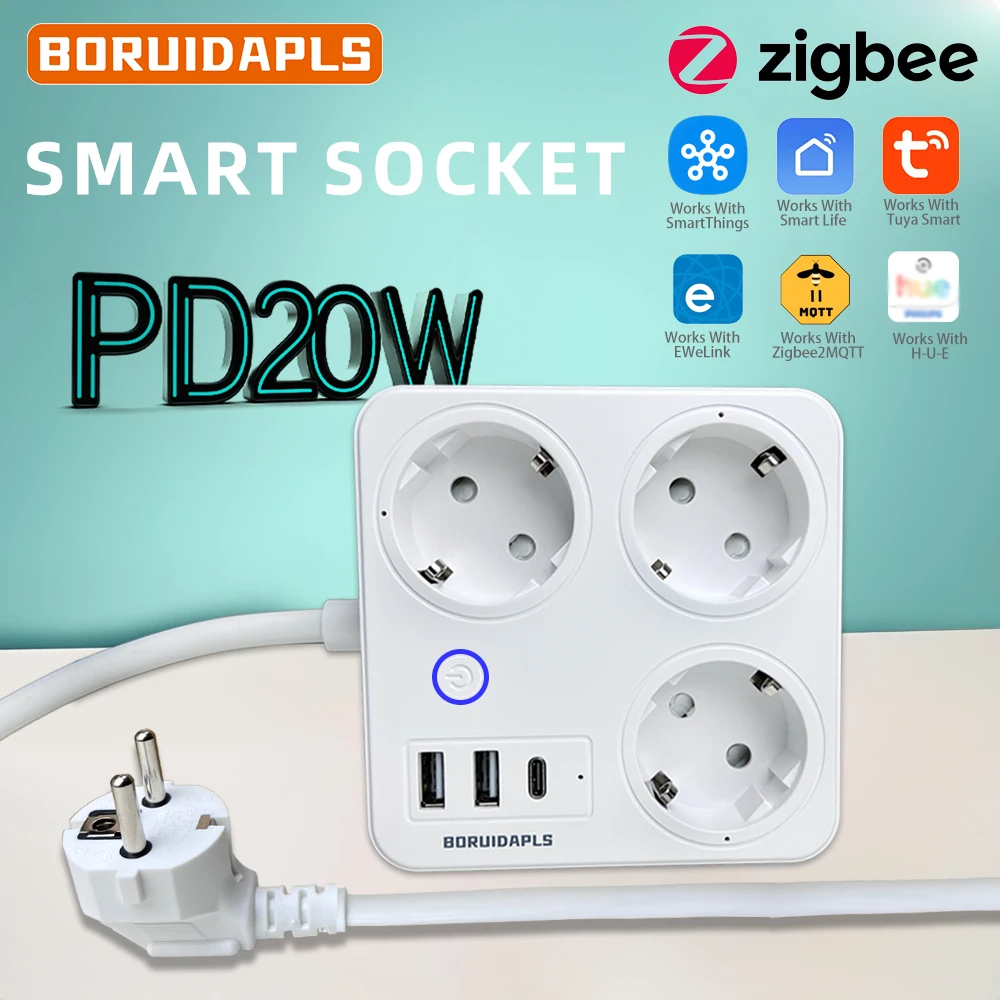 BORUIDAPLS ZigBee EU Smart Pow - đánh giá và giá Smart Power Strip