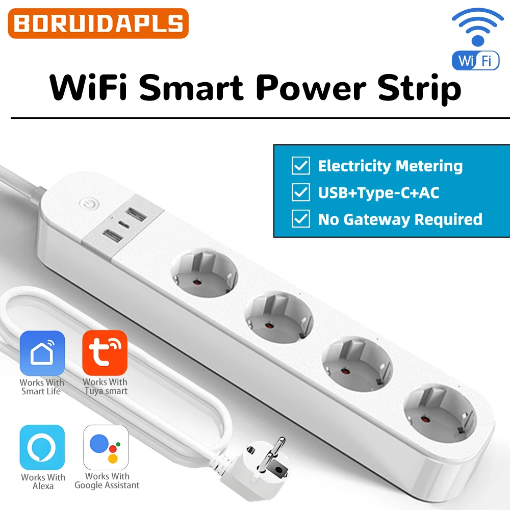 BORUIDAPLS EU Plug WiFi Smart  - đánh giá và giá Smart Power Strip
