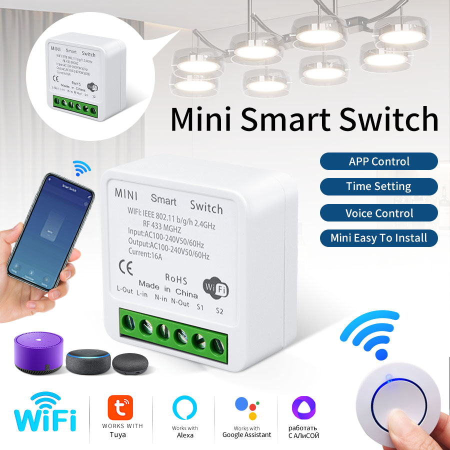 RF433Mhz 16A/20A Tuya WiFi Sma - đánh giá và giá Tuya Smart Switch